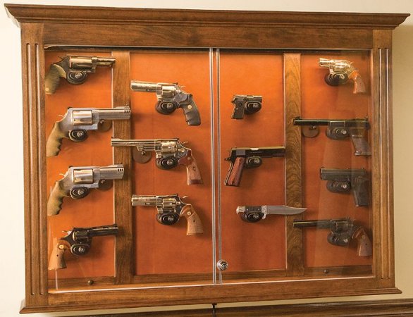 Custom Gun Cabinets And Gunsafes Wall Hanging Pistol Dispaly