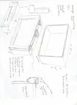 horizontal long gun wall cabinet design sketch