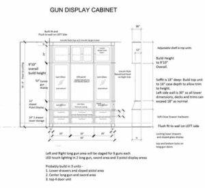 custom gun cabinet, ten foot to soffit