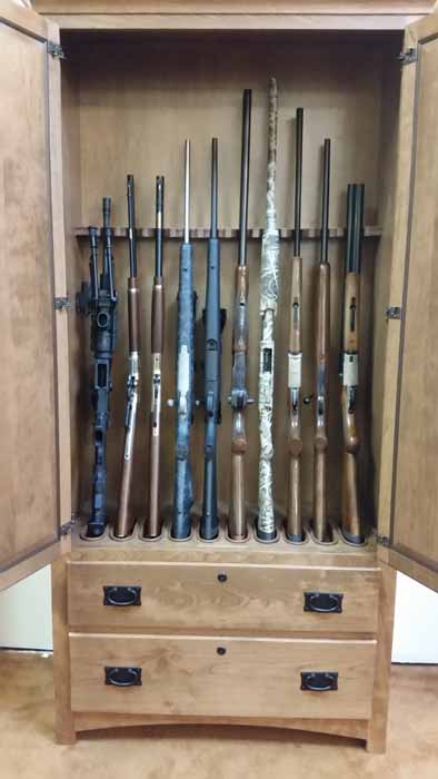 Amish Custom Rustic Cherry 14 Pistol Wall Cabinet - Amish Custom Gun ...